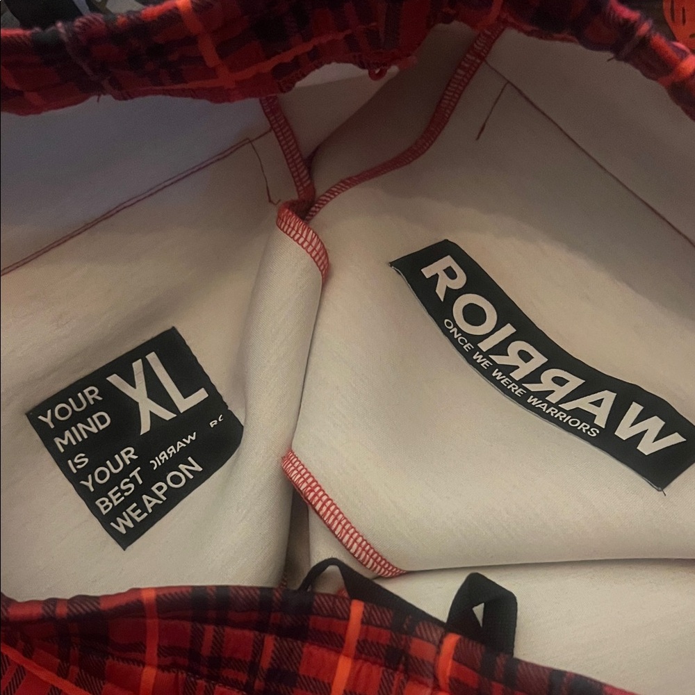 FINAL MARKDOWN Once We Were Warriors Red and Black Plaid Joggers XL